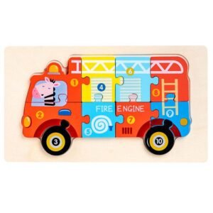 wooden fire engine puzzle designed for children
