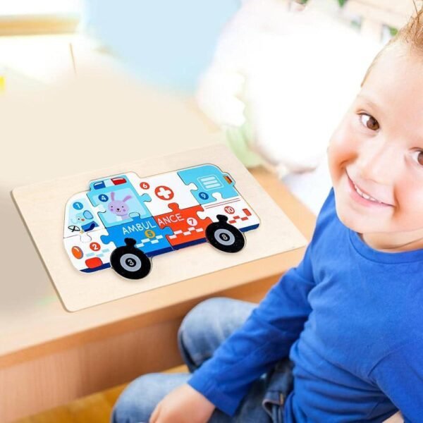wooden fire engine puzzle designed for children - Image 2