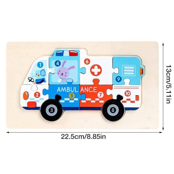 wooden fire engine puzzle designed for children - Image 3