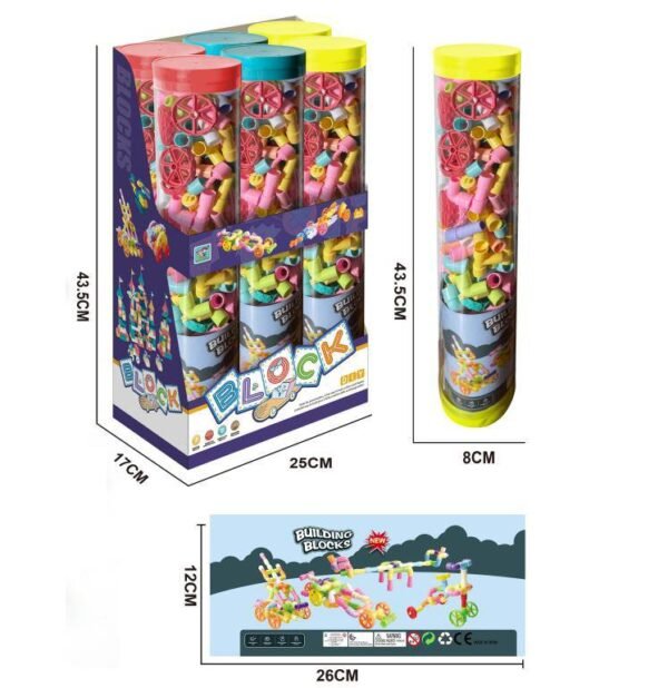a clear cylindrical container filled with colorful