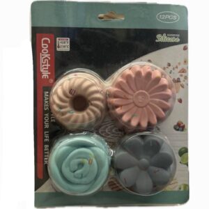 12 pcs silicone bakeware set - Muffin Cupcake In 4 Shapes