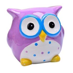 ceramic owl-shaped piggy bank.