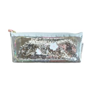 Transparent glitter pencil case