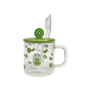 Kiwi Glass Mug With Spoon
