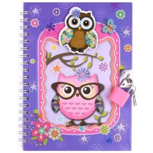 Purple Owl Notebook with Lock size A6