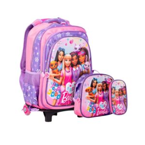 Barbie-themed trolley backpack set