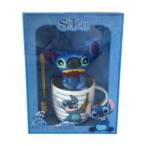 Disney Lilo & Stitch Ceramic Mug  with a Sculpted Stitch Topper