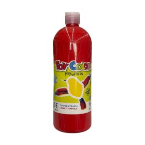bottle of Toy Color Superwashable Tempera paint, specifically the 1000ml size in red.
