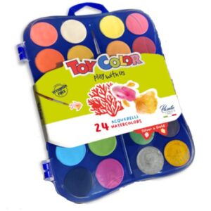 Toy Color 24 Watercolors set with a brush