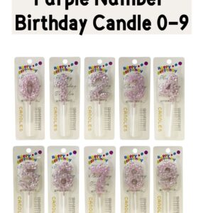 Purple Number Birthday Candle 0-9