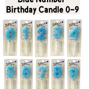 Blue Number Birthday Candle 0-9