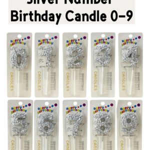 Silver Number Birthday Candle 0-9