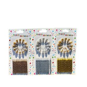 Spiral Metallic Candles 12 Pcs