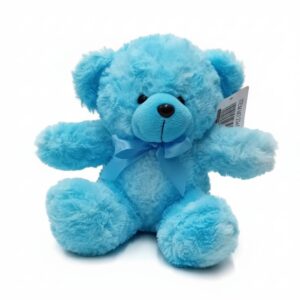 Blue Teddy Bear With Bow 20cm