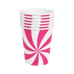 Carton Paper Cups: Striped pink&white  (10pcs)