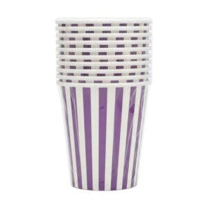 Carton Paper Cups: Striped purple&white  (10pcs)