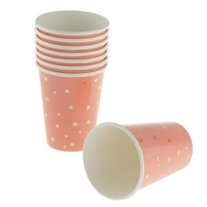 Carton Paper Cups: Striped Pink&gold stars  (10pcs)