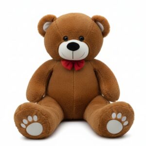 Brown Teddy Plush With Red Bow 50cm