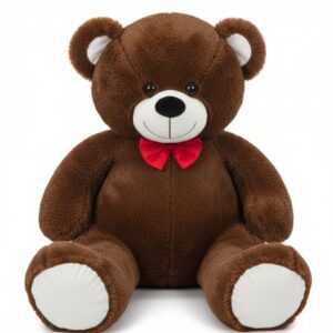 Brown Teddy Bear With Red Bow 50cm