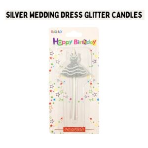 Silver Wedding Dress Glitter Candles