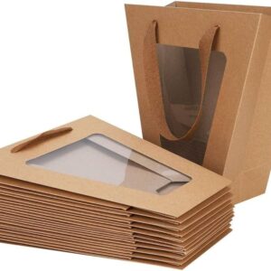 Craft Flower Bouquet Paper Gift Bags with Transparent Window