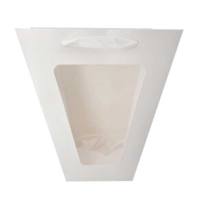White Flower Bouquet Paper Gift Bags with Transparent Window
