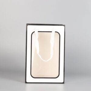 White+ black gift bag with window
