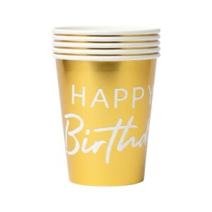 Happy Birthday Gold Paper Cups (6 pcs)
