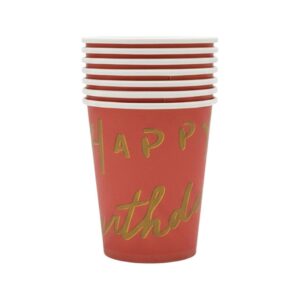 Happy Birthday Red Paper Cups (8 pcs)