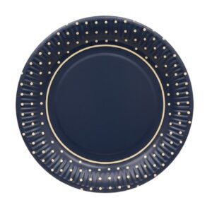 Paper Plates Dark Bleu with Gold Dot 9” (6pcs)