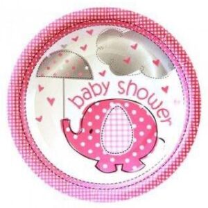 Pink Baby shower Paper Plates (9 inch)  (10 pcs)