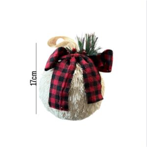 Red and Black Plaid with Burlap Christmas Ornament