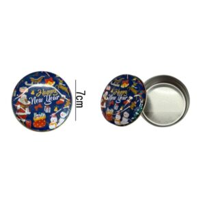 Christmas-Themed Metal Tin Round shape