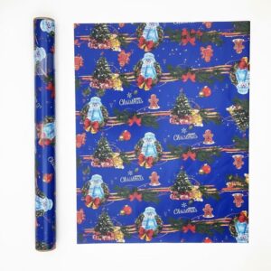 Blue Snowman Christmas Wrapping Paper Size: 100*70