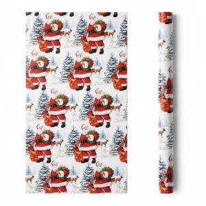 White Santa Christmas Wrapping Paper Size: 100*70
