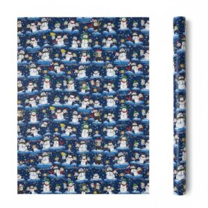 Blue Snowman Christmas Wrapping Paper Size: 100*70