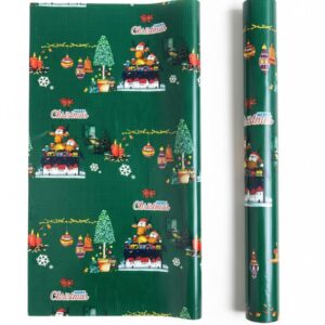 Green Reindeers with Gifts Christmas Wrapping Paper Size: 100*70