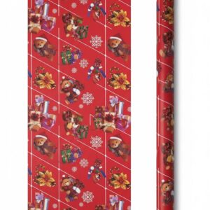 Red Teddy Christmas Wrapping Paper Size: 100*70