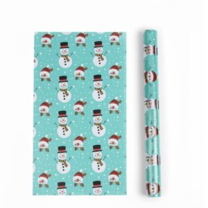Aqua Snowman Christmas Wrapping Paper Roll Size: 100*70