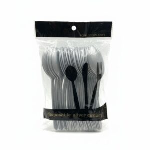 Silver Plastic Spoon (24 Pcs)