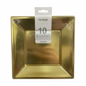 Gold Metallic Square Plates 23x23 cm (10pcs)