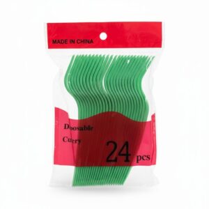 Dark Green Plastic Forks (24pcs)