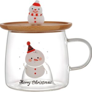 Christmas Clear Mug With Wooden Lid