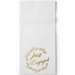 “Just Engaged “ white and gold napkin( 20pcs)