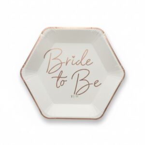 “ Bride to be” Rose gold and white Paper Plate (6pcs)