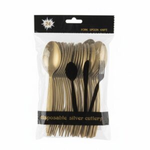 Gold Plastic Spoon  (24 Pcs)