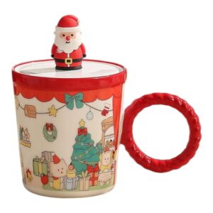 Christmas Red Ceramic Mug With Lid & Spoon
