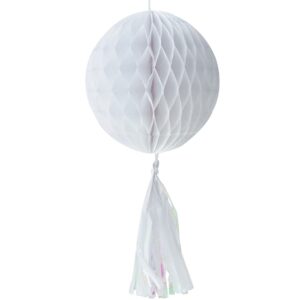 White Party Paper Honeycomb with pony 1pc