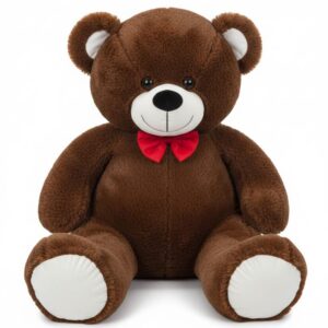 Brown Teddy Bear With Red Bow 70cm