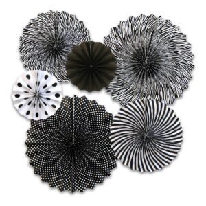 Black Tissue Paper Hanging Fans Decoration
